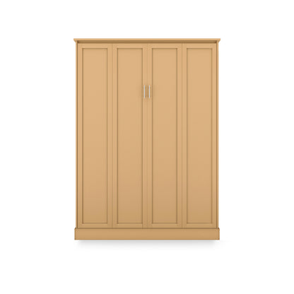 Murphy Door® tan four-door hidden cabinet with recessed panels and two silver handles.