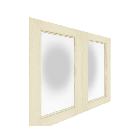 Murphy Door® Lower Glass Panel Cabinet Door (White Oak) (Single Door), flush mount, with dark glass.