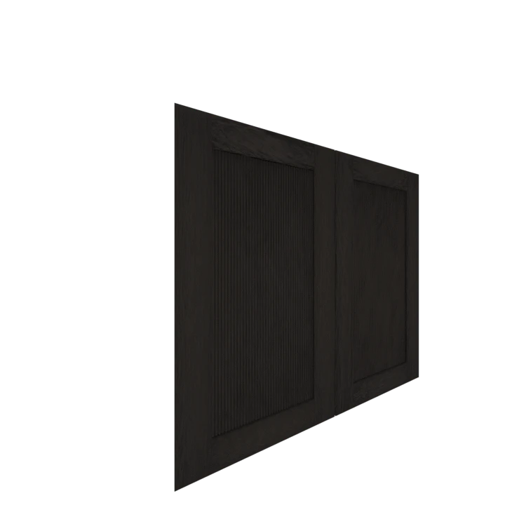 Murphy Door® dark wood cabinet panel with textured vertical grooves, featuring a minimalist design in deep espresso finish.