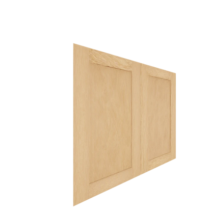Murphy Door® light wood panels with vertical ridged texture, shown at an angle, for custom hidden door solutions.