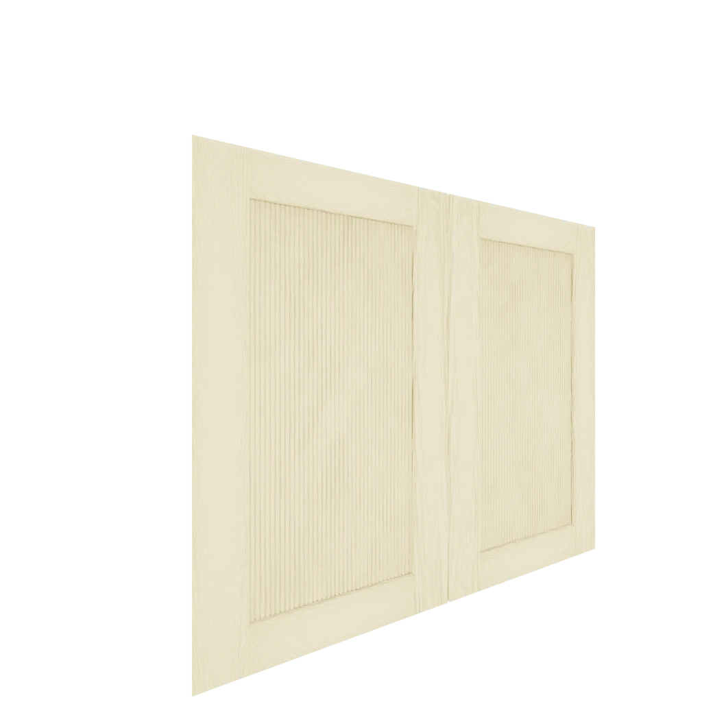 Murphy Door® Lower Inset Shaker Cabinet Door (White Oak) (Single Door), cream with fluted panel, for Flush Mount 2.0, MD Configurator.