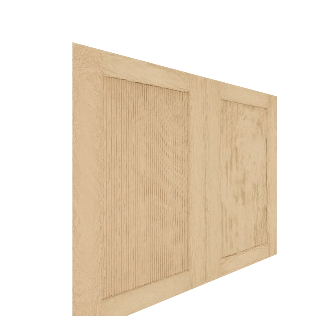 Lower Reeded Shaker Cabinet Door (White Oak) (French Door) - Left
