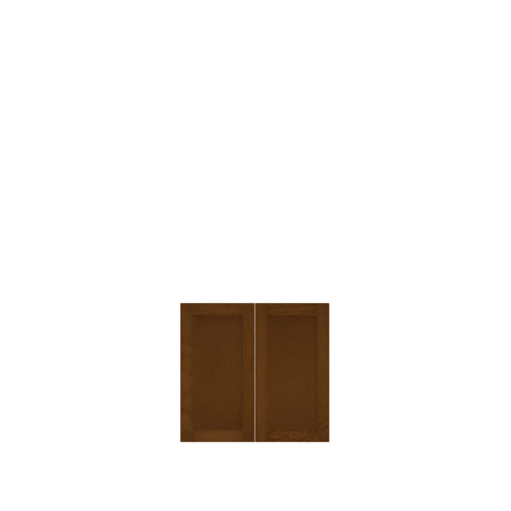 Murphy Door® brown wooden cabinet doors with panel design, ideal for hidden door solutions.
