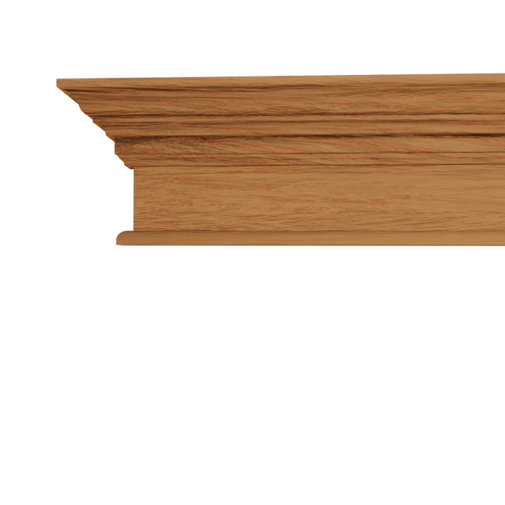 Murphy Door® oak wood crown molding with classic decorative profile in warm honey finish for hidden door installations.