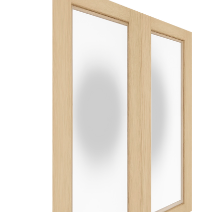Murphy Door® Upper Glass Panel Cabinet Door (White Oak) with frosted glass for a Flush Mount 2.0 Single Door.