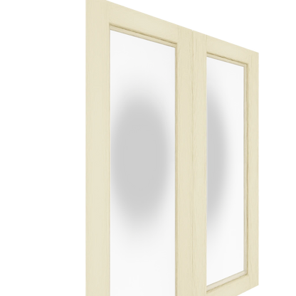 Murphy Door® Upper Inset Glass Panel Cabinet Door (White Oak) (Single Door), Flush Mount 2.0. Light wood, frosted glass.