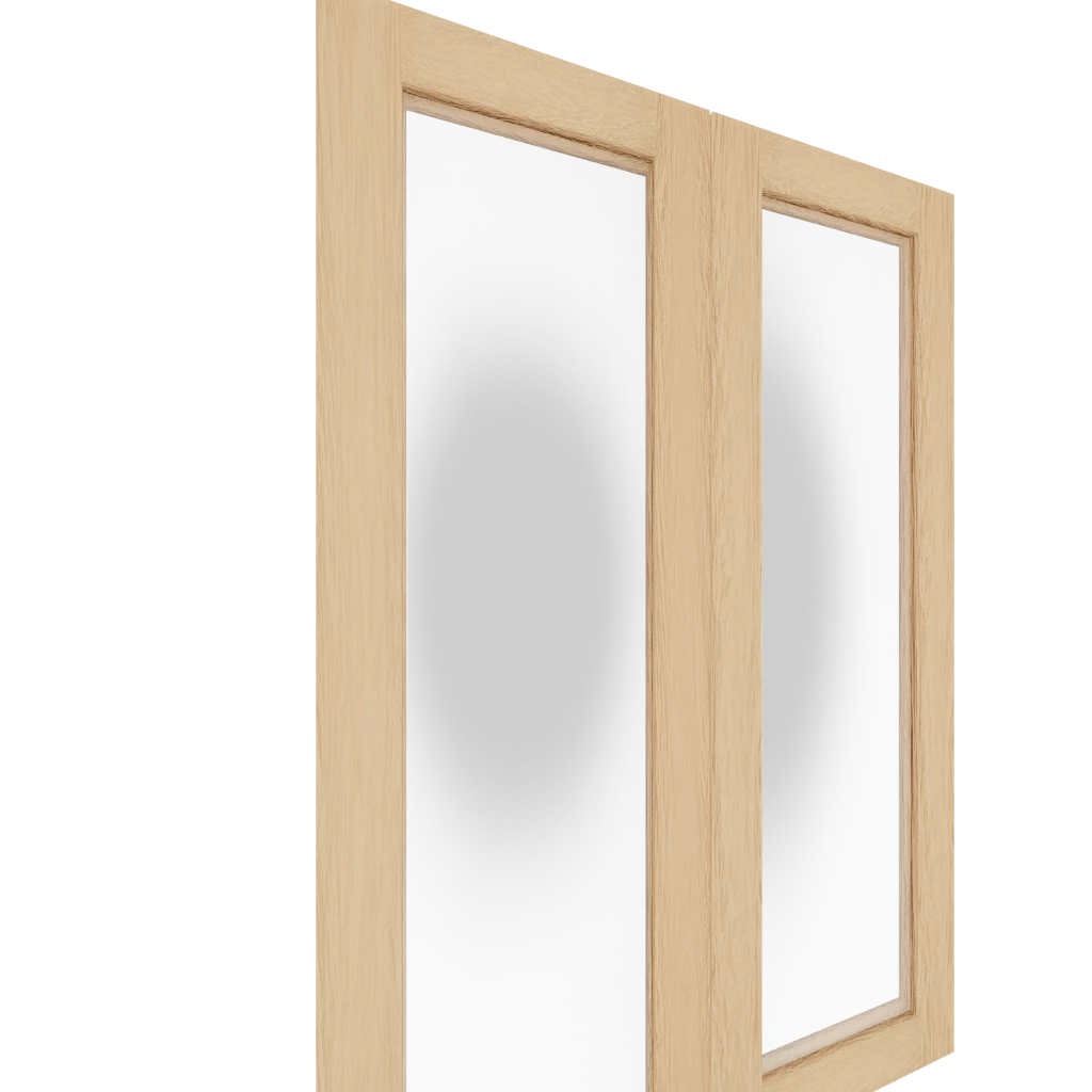 Murphy Door® Upper Inset Glass Panel Cabinet Door (White Oak, Single Door) with frosted glass. Flush Mount 2.0.