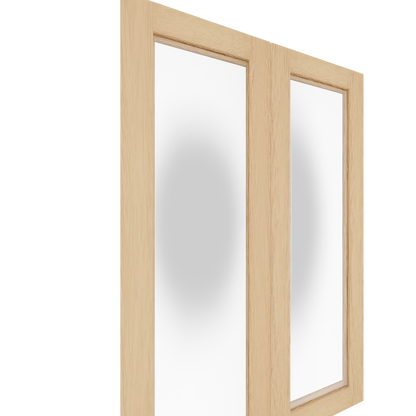 Murphy Door® Upper Inset Glass Panel Cabinet Door (White Oak, Single Door) with frosted glass. Flush Mount 2.0.