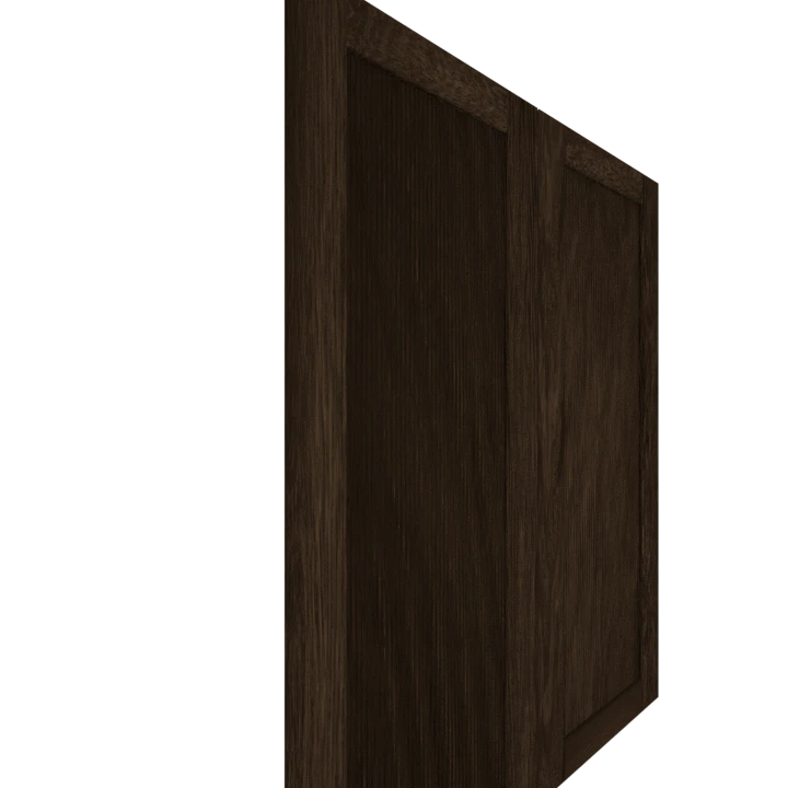 Murphy Door® dark wood panel with rich brown finish, shown at an angle to highlight the seamless door design.