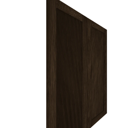 Murphy Door® dark wood panel with rich brown finish, shown at an angle to highlight the seamless door design.