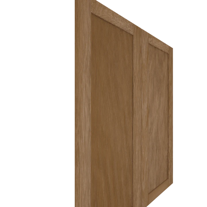 Murphy Door® wooden cabinet door panel in medium oak finish with vertical grain pattern and framed edge design.