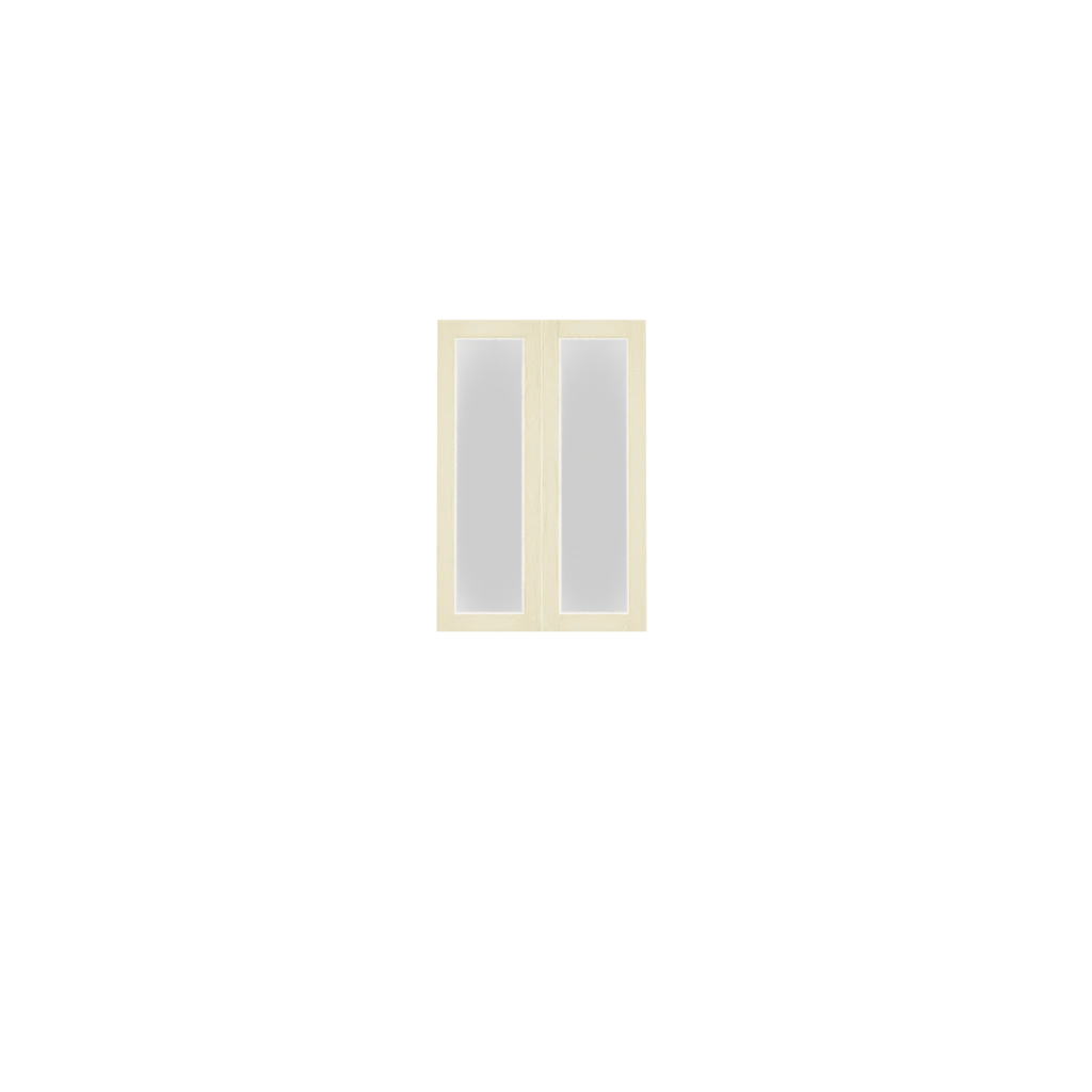 Murphy Door® Upper Glass Panel Cabinet Door (White Oak) (Single Door) showing two dark vertical glass panels, Flush Mount 2.0.