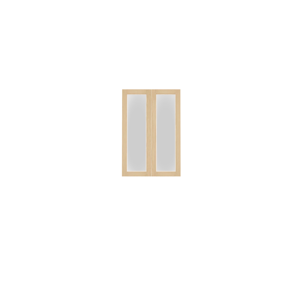 Murphy Door® Upper Glass Panel Cabinet Door (White Oak) (Single Door), Flush Mount 2.0, with dark glass.