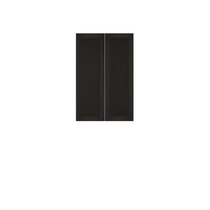 Murphy Door® dark wood cabinet doors with thin vertical silver accent line, featuring a sleek minimalist design.