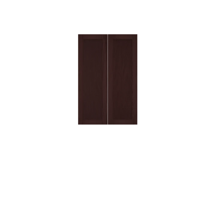Murphy Door® dark brown wooden cabinet door panels with sleek vertical design, featuring a minimalist two-panel construction.