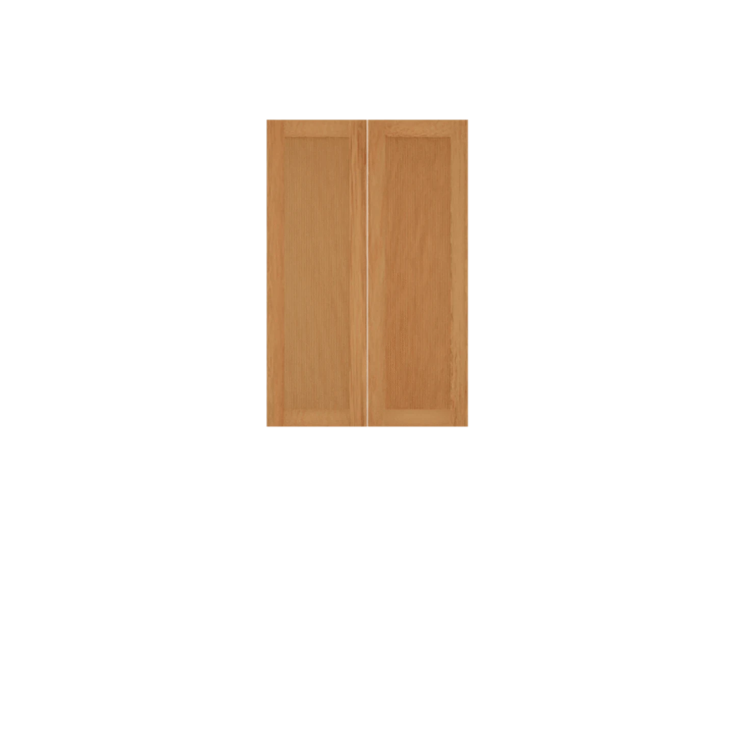 Murphy Door® wooden cabinet door set in light oak finish with dual panel design, ideal for custom hidden doors.