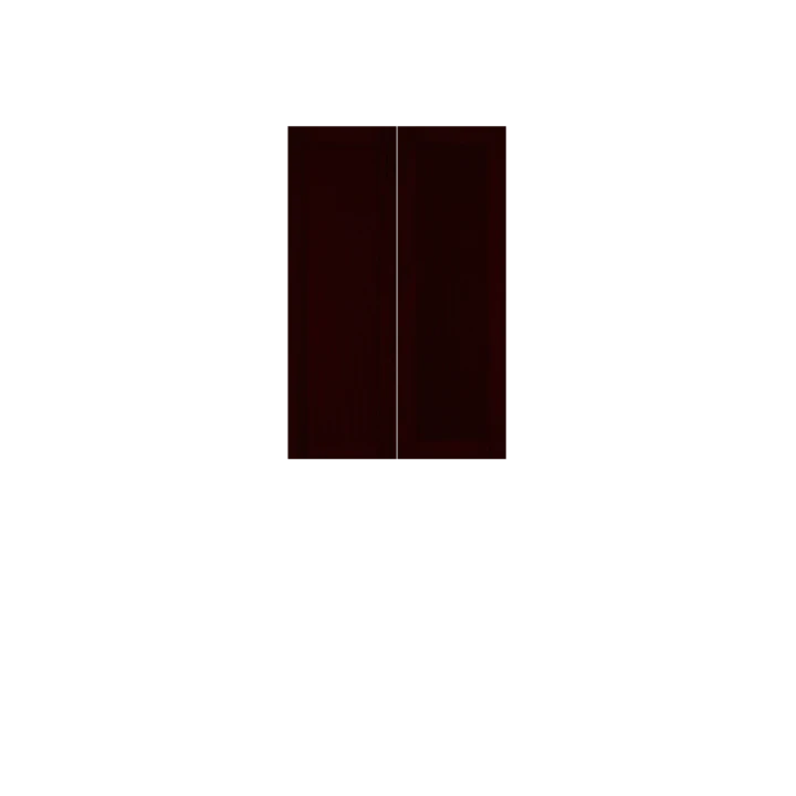 Dark brown Murphy Door® cabinet or door panel with vertical dividing line, featuring rich wood finish.