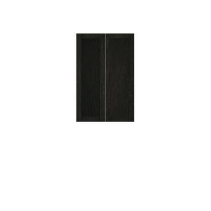 Two closed Upper Inset Shaker Cabinet Doors, dark wood veneer with visible grain