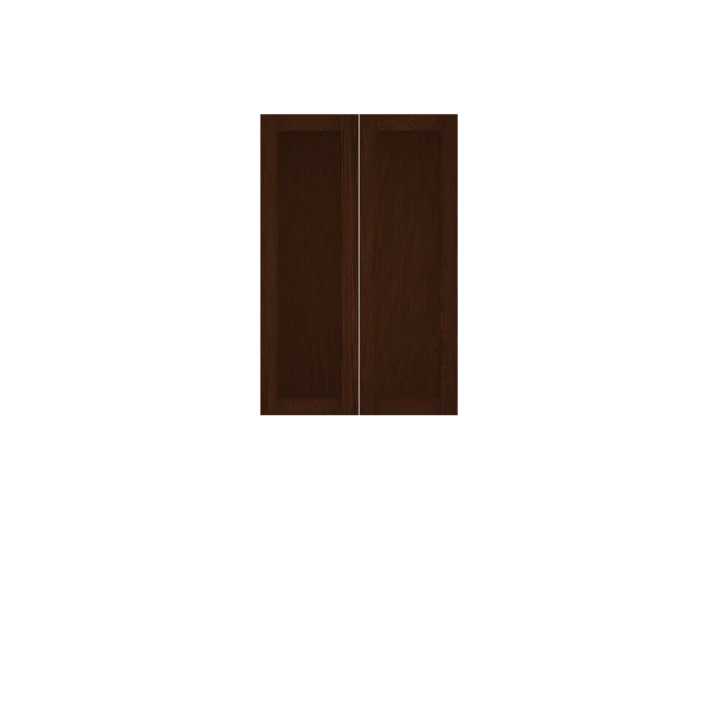 Murphy Door® dark brown wooden cabinet doors with vertical panel design and clean, minimalist appearance.