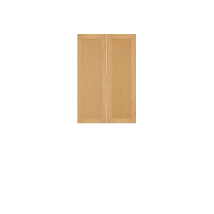 Murphy Door® light oak cabinet doors with panel design, featuring natural wood grain in a simple, elegant dual-door style.