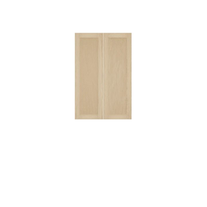Murphy Door® light wood cabinet doors, featuring simple rectangular panels with natural grain texture in a beige/blonde finish.