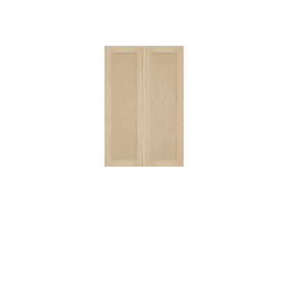 Murphy Door® light wood cabinet doors, featuring simple rectangular panels with natural grain texture in a beige/blonde finish.