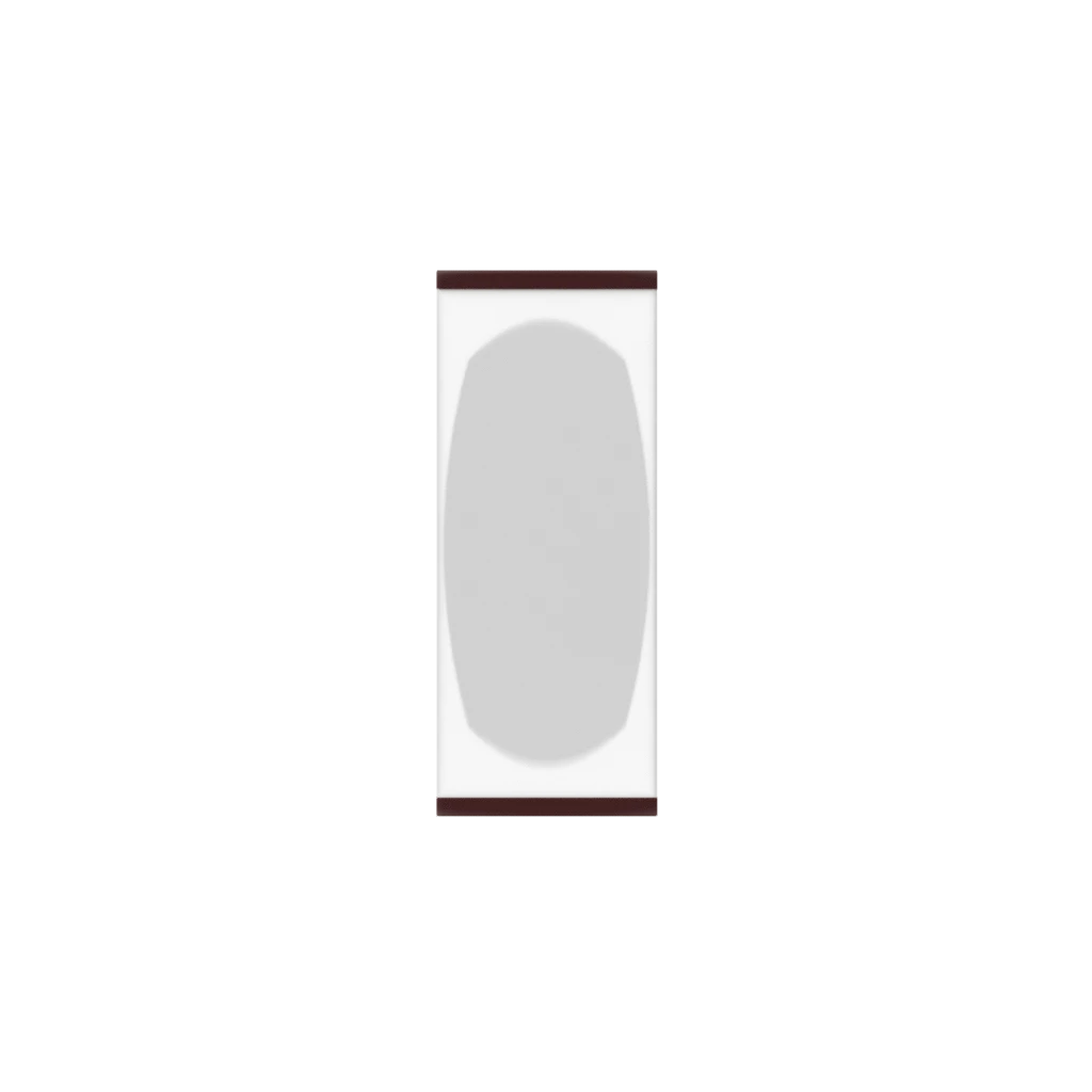 Murphy Door® Mirror Backing (Veneers) (Single Door): Light gray oval mirror on white panel, dark brown trim. Flush Mount 2.0.