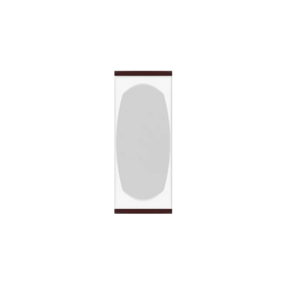 Murphy Door® Mirror Backing (Veneers) (Single Door): Light gray oval mirror on white panel, dark brown trim. Flush Mount 2.0.