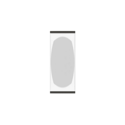 Murphy Door® light gray hidden cabinet door with a rounded recessed panel, integrated with storage.