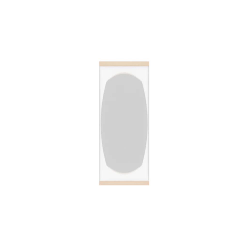 Murphy Door® Mirror Backing (Veneers) (Single Door) Flush Mount 2.0, light grey rounded veneer with wood trim.