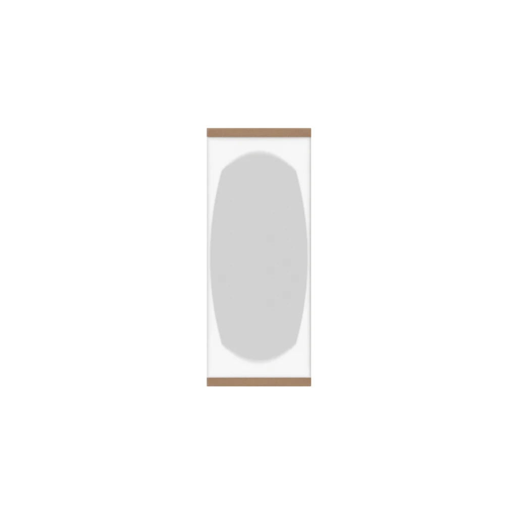 Light gray Murphy Door® hidden door with rounded corners and a thin wood frame.