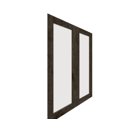 Upper Glass Panel Cabinet Door - Left (Veneers) (French Door) - Maple Veneer / Burnt Coal Stain
