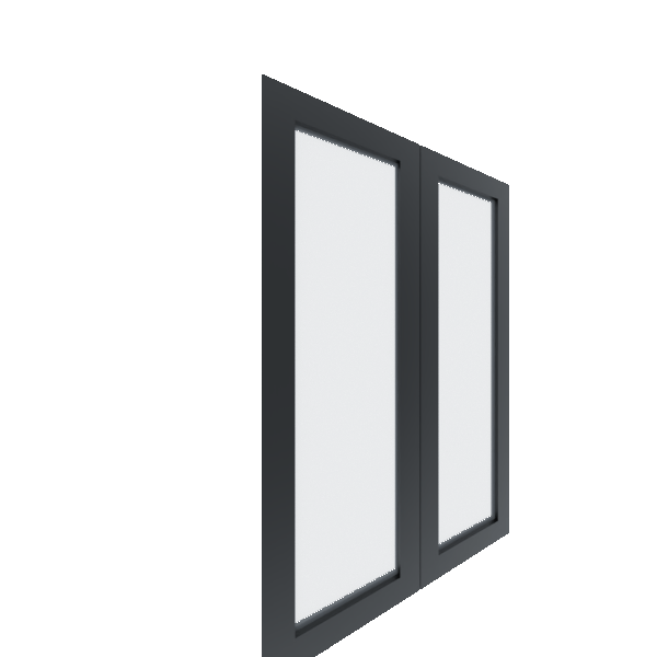 Upper Glass Panel Cabinet Door - Left (Paint Grade) (French Door) - Paint Grade / Black