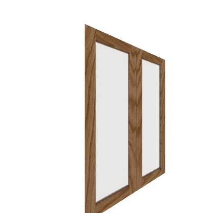 Upper Glass Panel Cabinet Door - Left (Veneers) (French Door) - Red Oak Veneer / Medium Stain