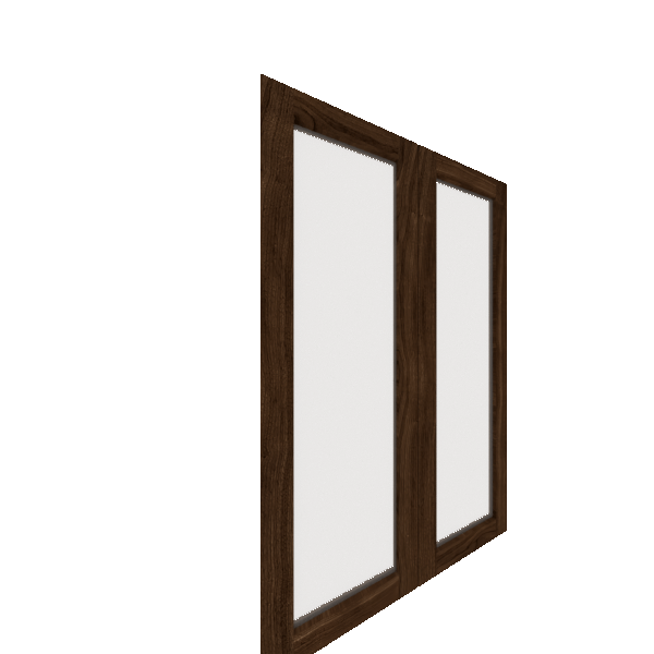 Upper Glass Panel Cabinet Door - Left (Veneers) (French Door) - Walnut Veneer / Burnt Coal Stain