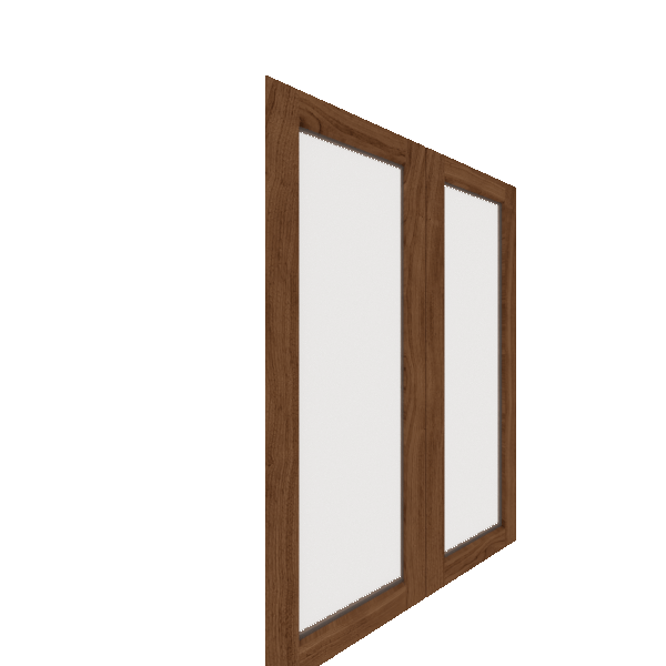 Upper Glass Panel Cabinet Door - Right (Veneers) (French Door) - Walnut Veneer / Clear Stain