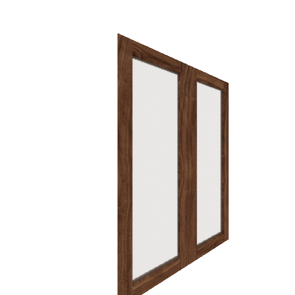 Upper Glass Panel Cabinet Door - Left (Veneers) (French Door) - Walnut Veneer / Unfinished