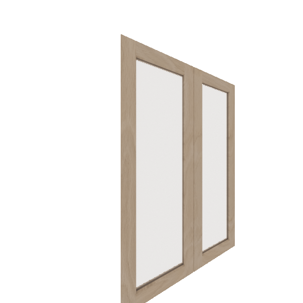 Upper Glass Panel Cabinet Door (White Oak) (Single Door) - White Oak Veneer / Natural Stain