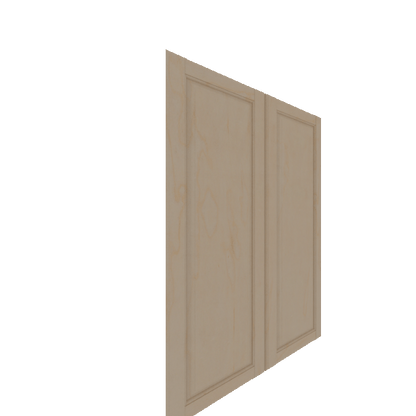 Upper Raised Panel Cabinet Door - Left (Veneers) (French Door) - Maple Veneer / Unfinished