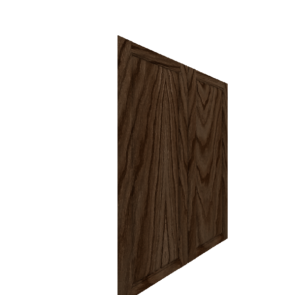 Upper Raised Panel Cabinet Door - Left (Veneers) (French Door) - Red Oak Veneer / Burnt Coal Stain
