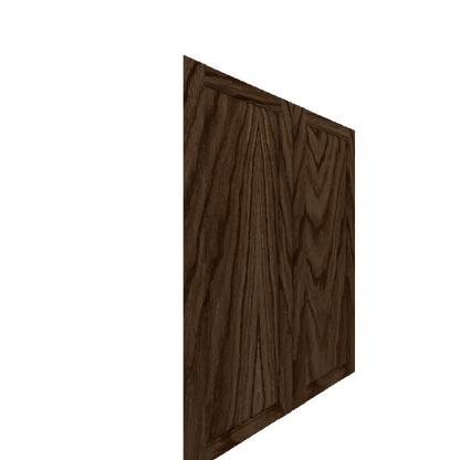 Upper Raised Panel Cabinet Door - Left (Veneers) (French Door) - Red Oak Veneer / Burnt Coal Stain