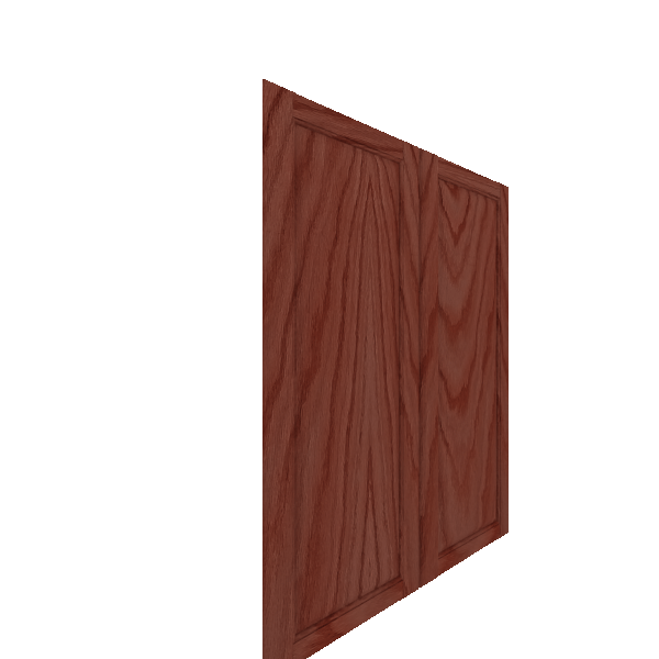 Upper Raised Panel Cabinet Door - Left (Veneers) (French Door) - Red Oak Veneer / Cherry Stain