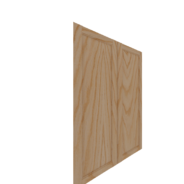 Upper Raised Panel Cabinet Door - Left (Veneers) (French Door) - Red Oak Veneer / Unfinished