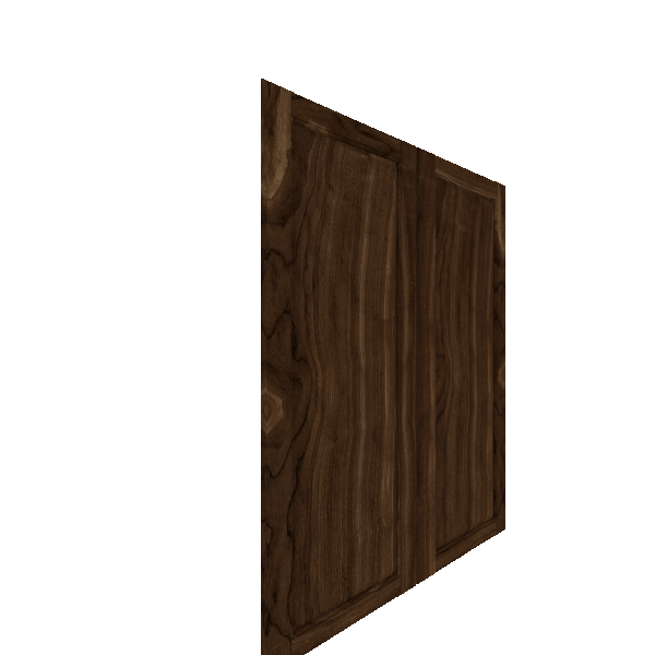 Upper Raised Panel Cabinet Door - Left (Veneers) (French Door) - Walnut Veneer / Burnt Coal Stain