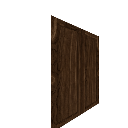 Upper Raised Panel Cabinet Door - Left (Veneers) (French Door) - Walnut Veneer / Burnt Coal Stain