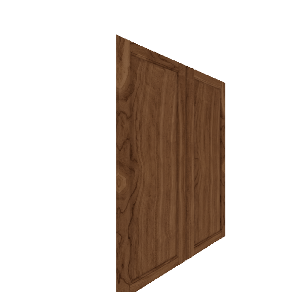 Upper Raised Panel Cabinet Door - Right (Veneers) (French Door) - Walnut Veneer / Clear Stain