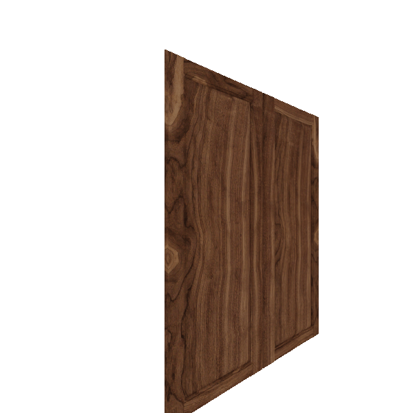 Upper Raised Panel Cabinet Door - Left (Veneers) (French Door) - Walnut Veneer / Unfinished