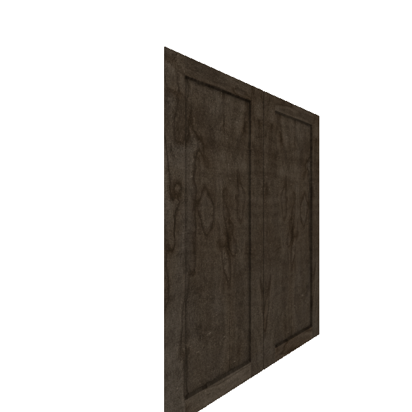 Upper Shaker Cabinet Door - Left (Veneers) (French Door) - Maple Veneer / Burnt Coal Stain