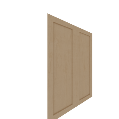 Upper Shaker Cabinet Door - Left (Veneers) (French Door) - Maple Veneer / Clear Stain
