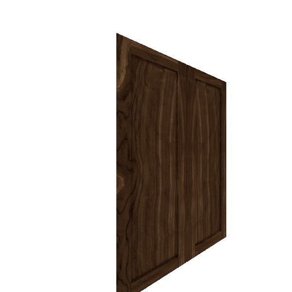 Upper Shaker Cabinet Door - Left (Veneers) (French Door) - Walnut Veneer / Burnt Coal Stain